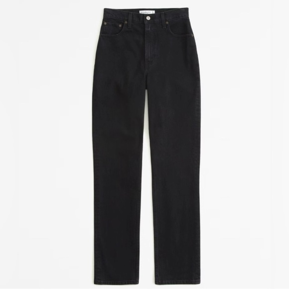 Abercrombie & Fitch The 90’s Straight Ultra High-Rise Black Jeans SIZE 27 / 4R - Picture 2 of 8
